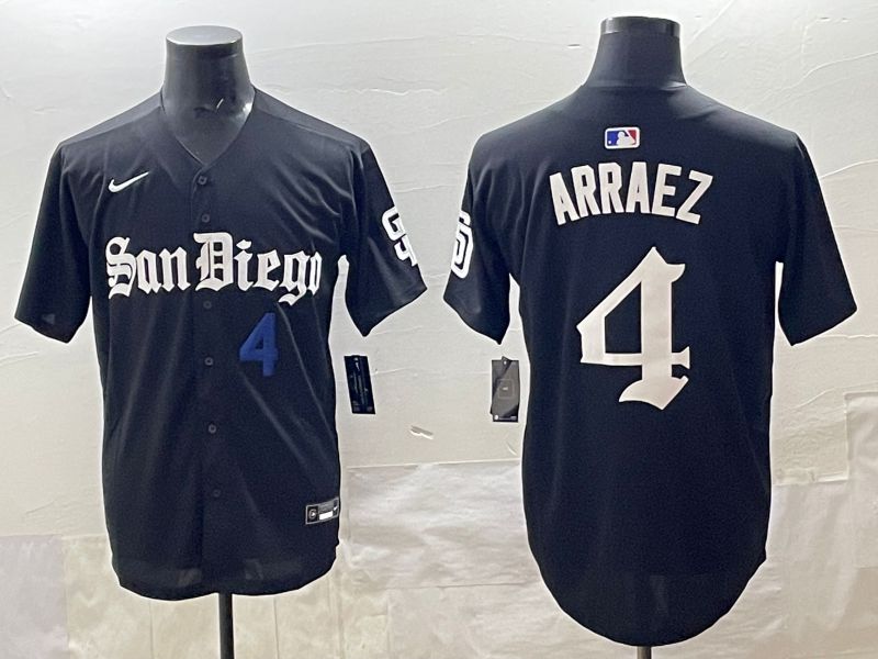 Men 2025 San Diego Padres #4 Arraez Black Five generations Joint Name Nike MLB Jersey style 5->san diego padres->MLB Jersey